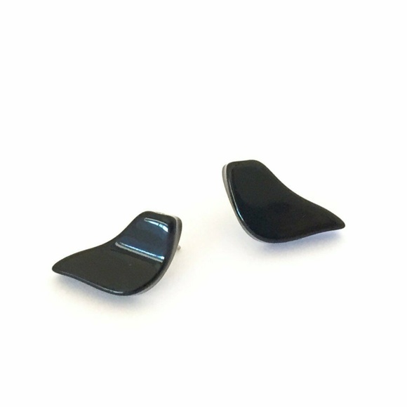 Black Vintage Lucite Art Deco Bird Stud Earrings - Picture 2 of 5
